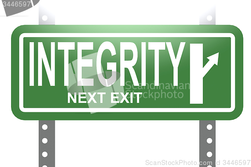 Image of Integrity green sign board isolated