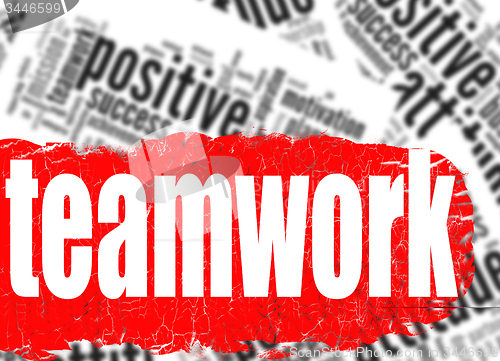 Image of Word cloud teamwork business sucess concept