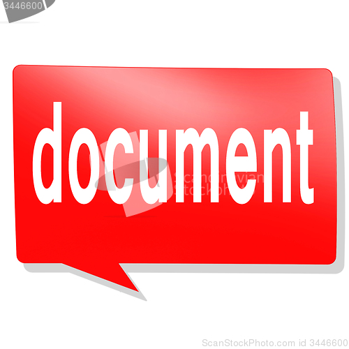 Image of Document word on red speech bubble