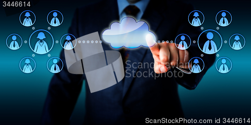 Image of Consultant Connecting Two Work Teams Via Cloud