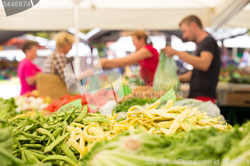 Image of Farmers\' food market stall with variety of organic vegetable.