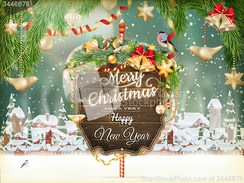 Image of Christmas scene, village. EPS 10