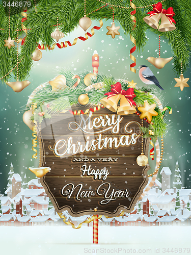 Image of Christmas scene, village. EPS 10