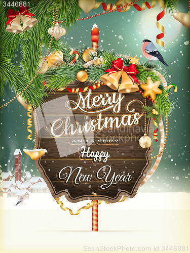 Image of Christmas scene, village. EPS 10