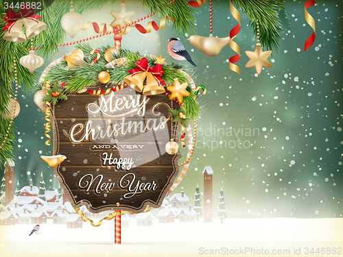 Image of Christmas scene, village. EPS 10
