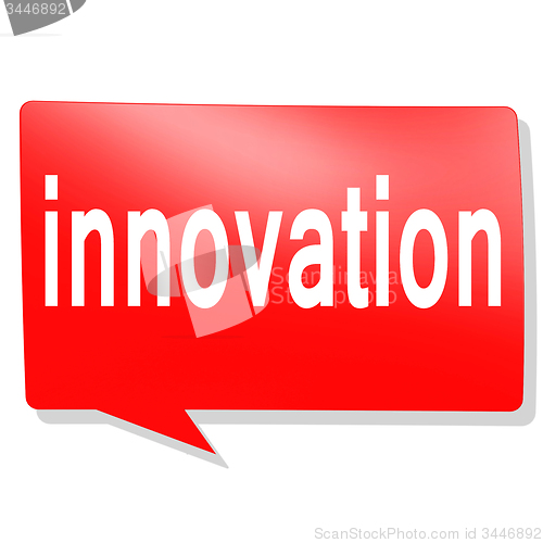 Image of Innovation word on red speech bubble