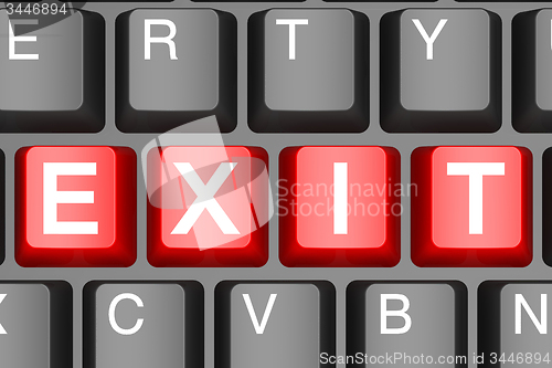 Image of Red exit button on modern computer keyboard