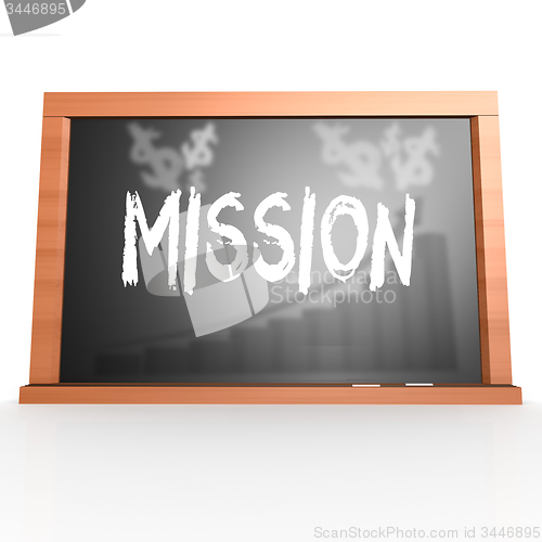 Image of Black board with mission word