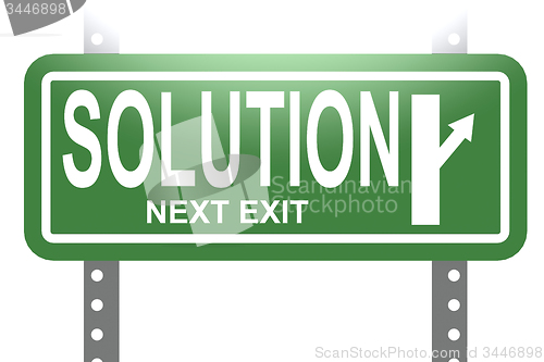 Image of Solution green sign board isolated