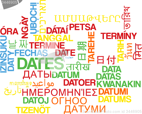 Image of Dates multilanguage wordcloud background concept