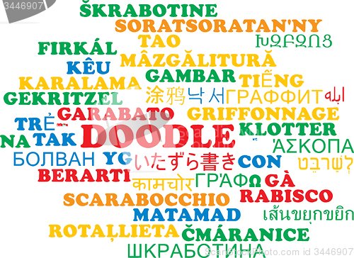 Image of Doodle multilanguage wordcloud background concept