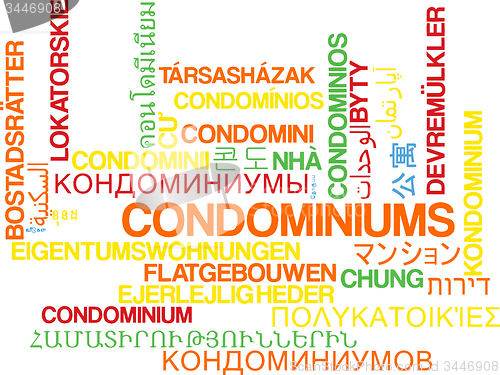 Image of Condominiums multilanguage wordcloud background concept