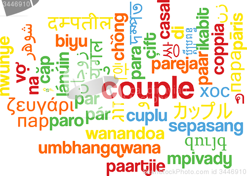 Image of Couple multilanguage wordcloud background concept