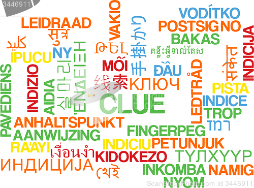 Image of Clue multilanguage wordcloud background concept