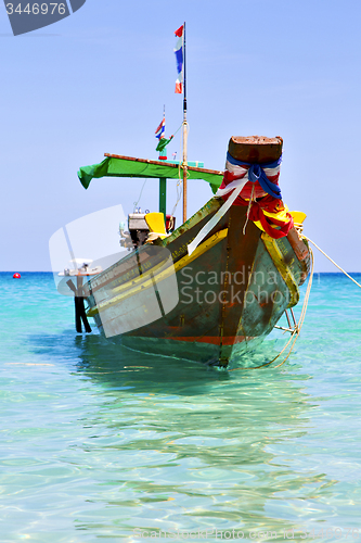 Image of boat prow asia in the  kho tao bay isle white 