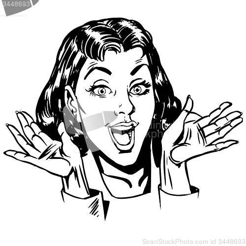 Image of Girl surprise line art