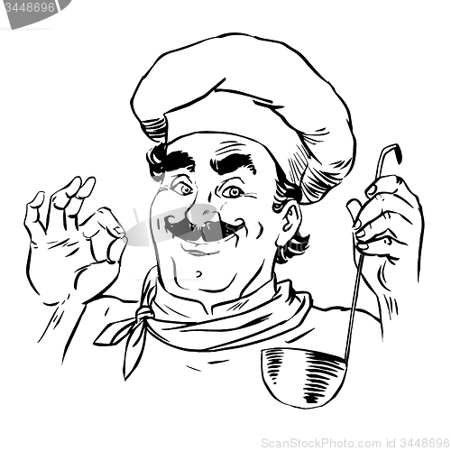 Image of Professional chef restaurant line art