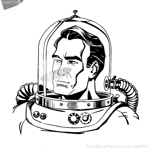 Image of Retro astronaut line art