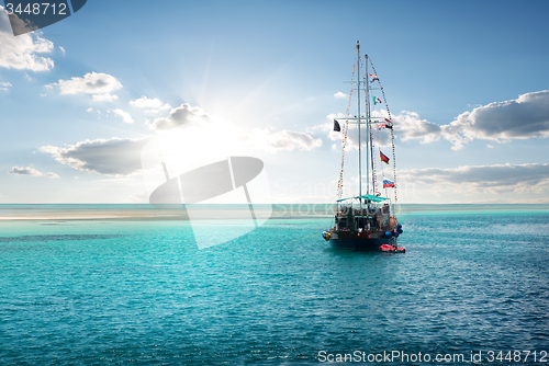 Image of Yacht near island