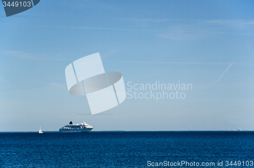 Image of Cruising ship at blue water