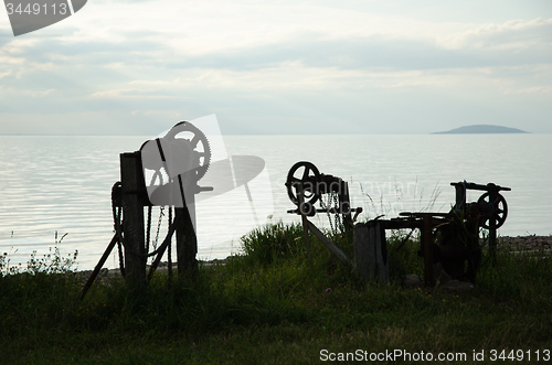 Image of Old winch silhouettes