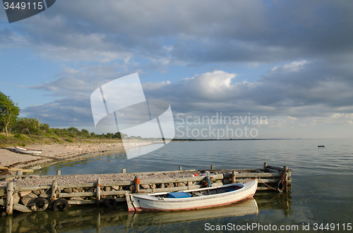 Image of Sunlit old wooden boat