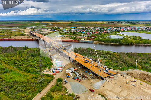 Image of Bridge construction site. Tyumen. Russia