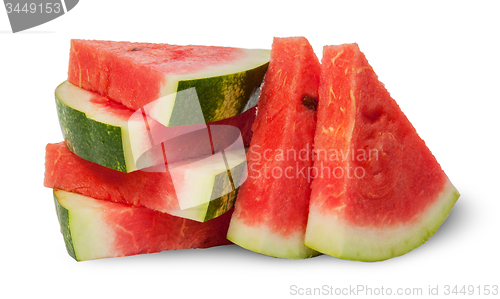 Image of Stack pieces of watermelon and two near