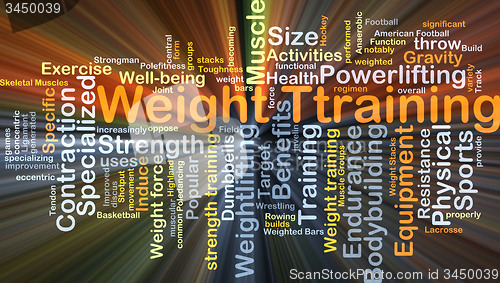 Image of Weight training background concept glowing