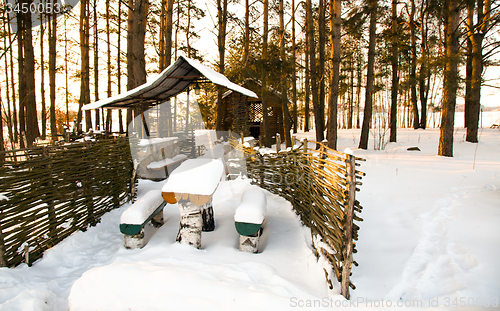 Image of  wooden buildings winter