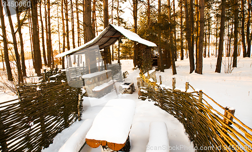 Image of  wooden buildings winter