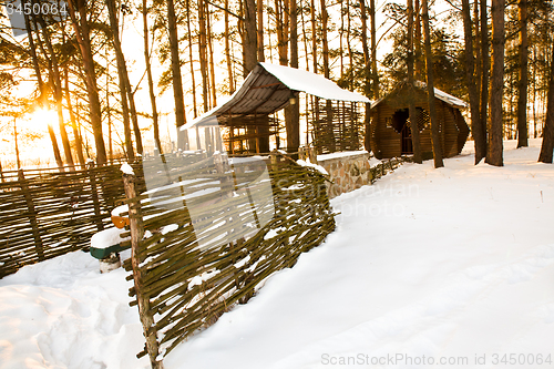 Image of  wooden buildings winter