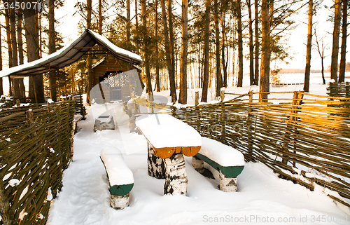 Image of  wooden buildings winter