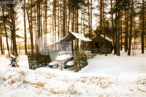 Image of  wooden buildings winter