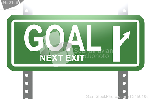 Image of Goal green sign board isolated