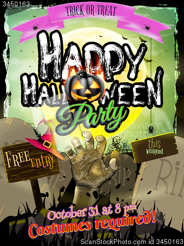 Image of Halloween Zombie Party Poster. EPS 10