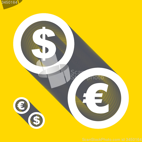 Image of Vector dollar, euro icons. Signs set. Vector illustration.