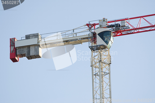 Image of The counterweight and tower crane operator\'s cab