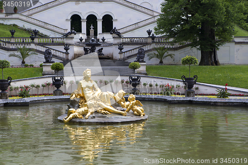 Image of Golden fountain at the castle park Linderhof, Bavaria