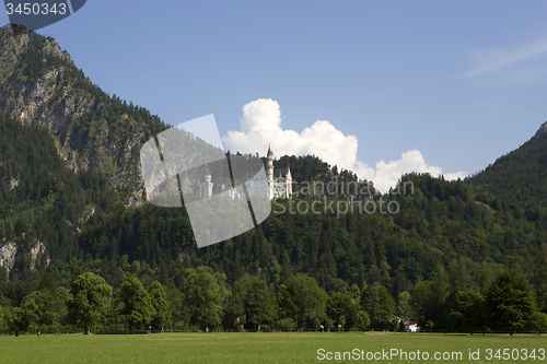 Image of Panorama of castle Neuschwanstein in the Bavarian Alps