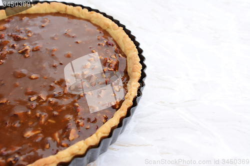 Image of Pastry case filled with nutty pecan pie filling