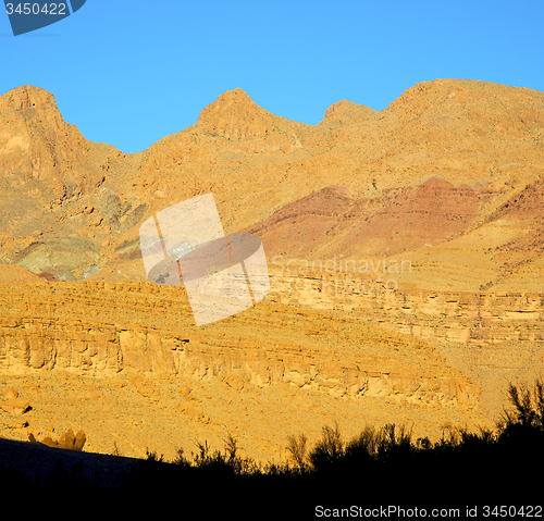 Image of in   africa morocco the atlas valley dry mountain ground isolate