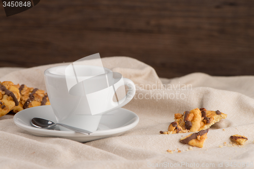 Image of White coffee cup with coffee