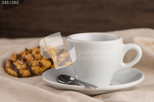 Image of White coffee cup with coffee