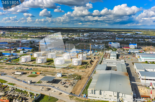 Image of Aerial view on oil pumping station. Tyumen. Russia