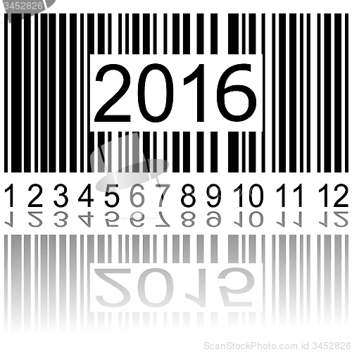 Image of 2016 new year on the barcode