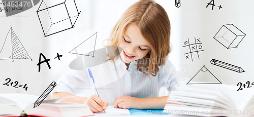 Image of student girl studying at school