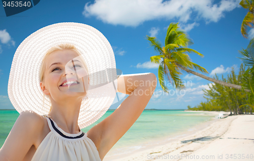 Image of beautiful woman enjoying summer outdoors