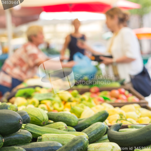 Image of Farmers\' food market stall with variety of organic vegetable.