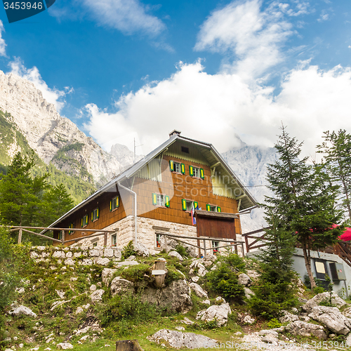 Image of Aljaz Lodge in the Vrata Valley, Slovenia.